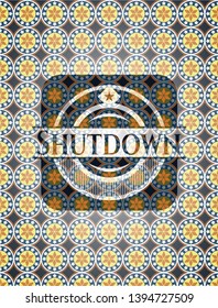 Shutdown arabesque emblem background. arabic decoration.