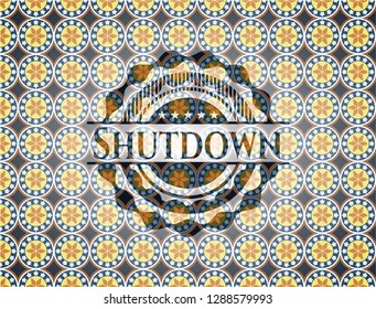 Shutdown arabic badge. Arabesque decoration.