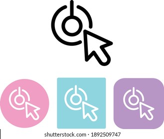 Shutdown Button With Arrow Cursor Vector Icon