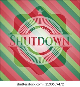 Shutdown christmas colors emblem.