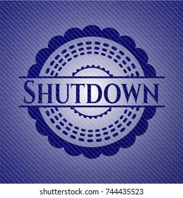 Shutdown emblem with denim high quality background