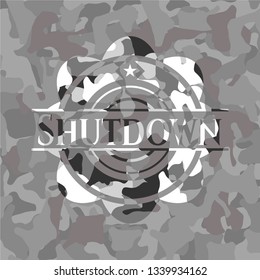 Shutdown grey camouflage emblem