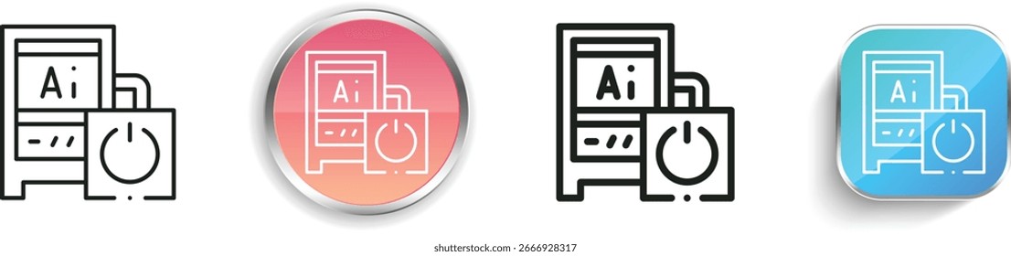 shutdown icon. Thin Linear, Regular and Button Style Design Isolated On White Background