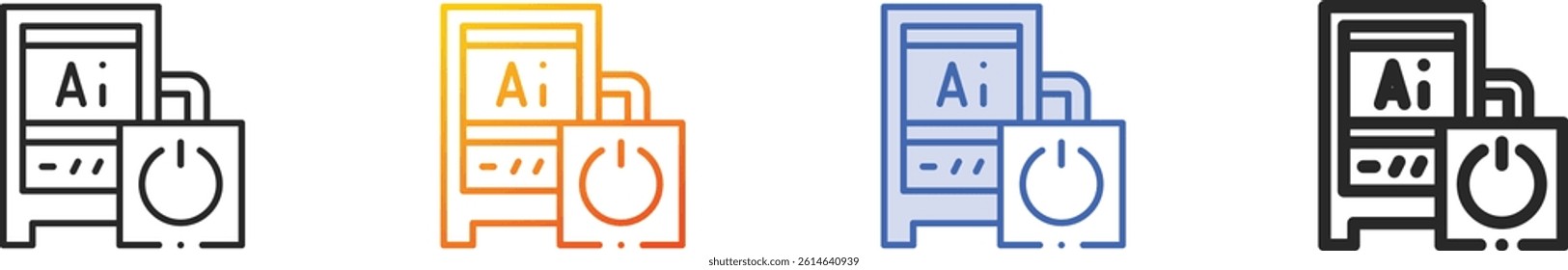 shutdown icon.Thin Linear, Gradient, Blue Stroke and bold Style Design Isolated On White Background