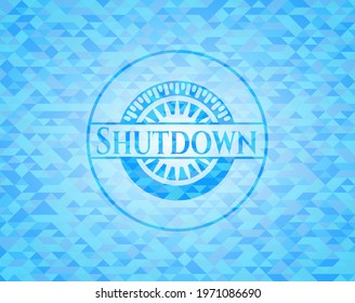 Shutdown light blue mosaic emblem. 
