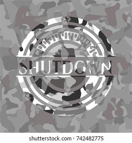 Shutdown on grey camouflaged pattern