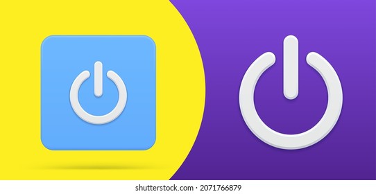 Drücken Sie die Taste "Herunterfahren", einfache 3D-Symbol-Set Vektorgrafik. Ein- und Aus-Stromverbindungssteuerung mit Druckleistung technische Energie. Schalten Sie die elektrische Technologie moderne Rundkreisdesign-Vorlage um