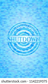 Shutdown realistic light blue mosaic emblem