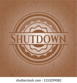 Shutdown realistic wood emblem