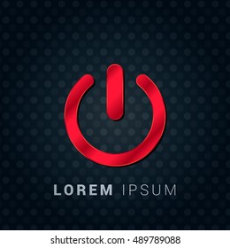 Shutdown Red chromium precious metallic 3D Icon / Logo Design