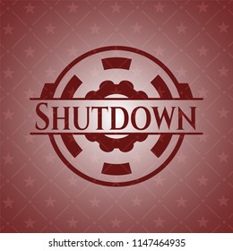 Shutdown retro style red emblem