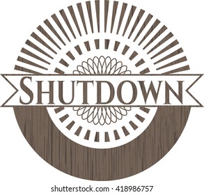 Shutdown retro wood emblem