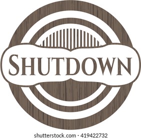 Shutdown retro wood emblem