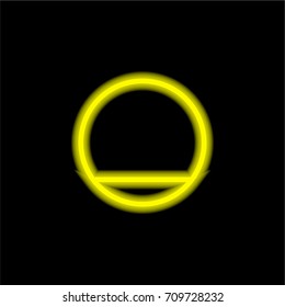 Shutdown yellow glowing neon ui ux icon. Glowing sign logo vector
