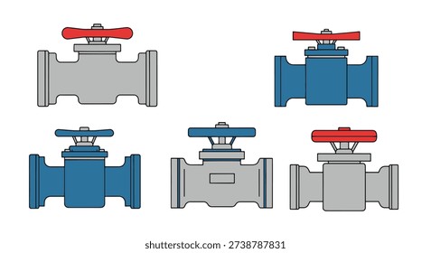 Shutoff Valve Line flat style color illustration