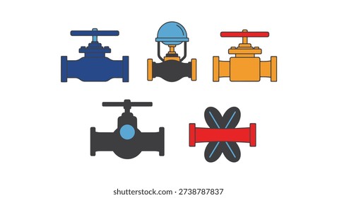 Shutoff Valve Line simple creative color illustration