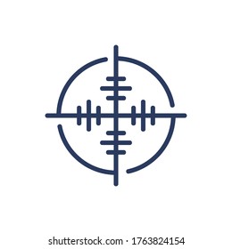 Shutter aim thin line icon. Focus, crosshair, target isolated outline sign. Accuracy, opportunity, strategy concept. Vector illustration symbol element for web design and apps