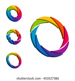 Shutter, Aperture color and white wheel. 3D logo. Isometric