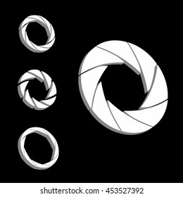 Shutter, Aperture color and white wheel. 3D logo. Isometric