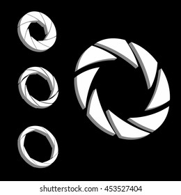 Shutter, Aperture color and white wheel. 3D logo. Isometric