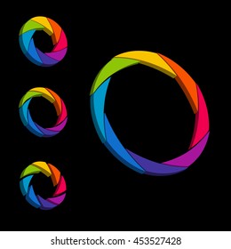 Shutter, Aperture color and white wheel. 3D logo. Isometric