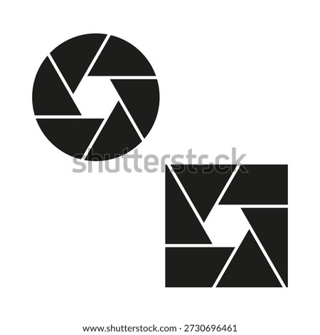 Shutter aperture icon. Camera lens Vector. Photography equipment professional symbol. Optical device graphic element. EPS 10.