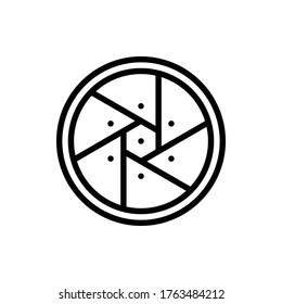 Shutter aperture lens icon vector logo.