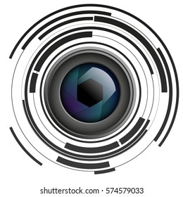 Shutter apertures on abstract background, camera objective, lens, vector illustration