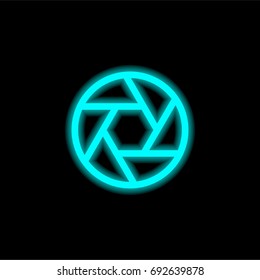 Shutter blue glowing neon ui ux icon. Glowing sign logo vector