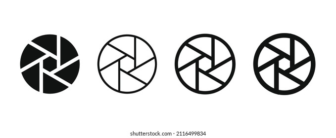 shutter camera hole aperture icon, lens icons in filled, thin line, outline and stroke style for apps and website	
