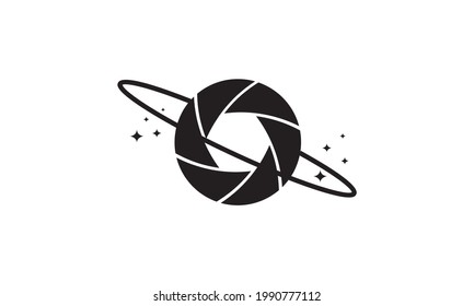 shutter camera with space sky logo symbol vector icon illustration graphic design