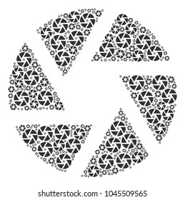 Shutter composition designed in the set of shutter icons. Vector iconized collage composed with simple design elements.
