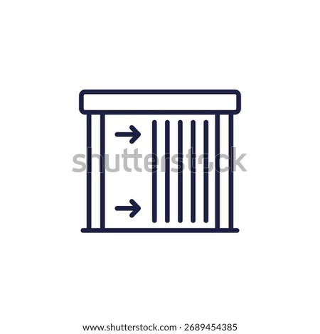 shutter door line icon, side sliding door pictogram