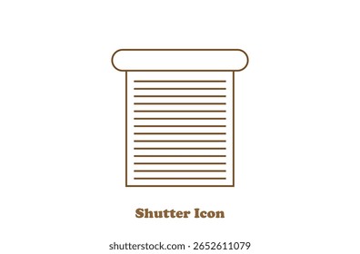 Ícone de vetor da porta do obturador isolado no plano de fundo branco. Ilustração de elemento simples do conceito de prédios. Ícone de vetor de linha simples do portão do obturador. Ilustração vetorial. Arquivo Eps 139.