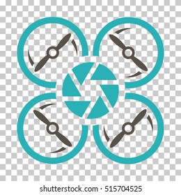 Shutter Drone EPS vector icon. Illustration style is flat iconic bicolor grey and cyan symbol.