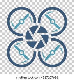 Shutter Drone EPS vector pictograph. Illustration style is flat iconic bicolor cyan and blue symbol.