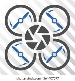 Shutter Drone vector pictogram. Illustration style is flat iconic bicolor cobalt and gray symbol on a hatch transparent background.