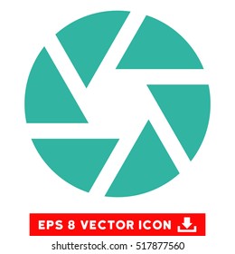 Shutter EPS vector pictogram. Illustration style is flat iconic cyan symbol on white background.