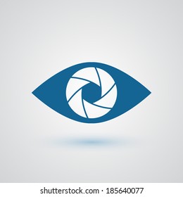 Shutter eye conceptual flat abstract icon. Vector illustration