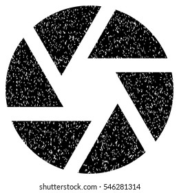 Shutter grainy textured icon for overlay watermark stamps. Flat symbol with unclean texture. Dotted vector black ink rubber seal stamp with grunge design on a white background.