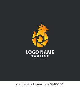 shutter head fox logo design vector
