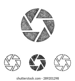 Shutter icon design set - sketch line art