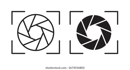 Icono de obturador en estilo de moda plano y forro para diseños de ui App