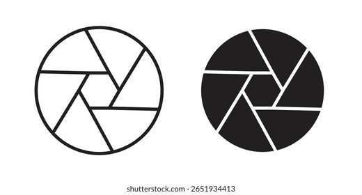 Shutter icon. Flat and stroke versions. Graphic elements.