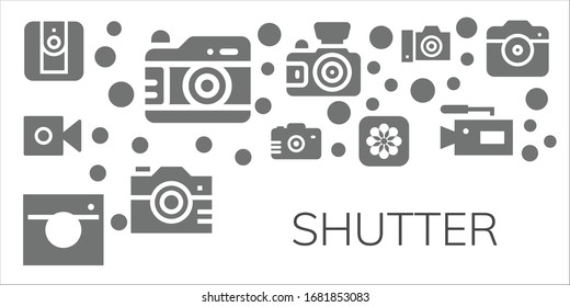 shutter icon set. 11 filled shutter icons.  Simple modern icons such as: Camera, Photo camera, Photos