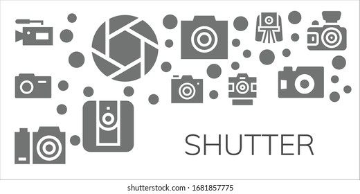 conjunto de iconos de obturador. 11 iconos de obturador rellenos. Cámara incluida, obturador, cámara fotográfica, iconos fotográficos