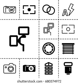 Shutter icon. set of 13 filled and outline shutter icons such as camera, camera flash
