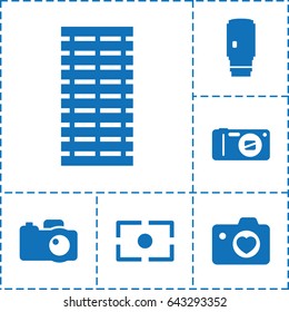Shutter icon. set of 6 shutter filled icons such as heart with camera, camera