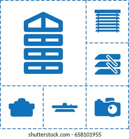 Shutter icon. set of 6 shutter filled icons such as blinds, camera