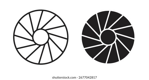 Ícone do obturador. Pictograma de Traço e Glifo. Ilustração vetorial sobre fundo branco